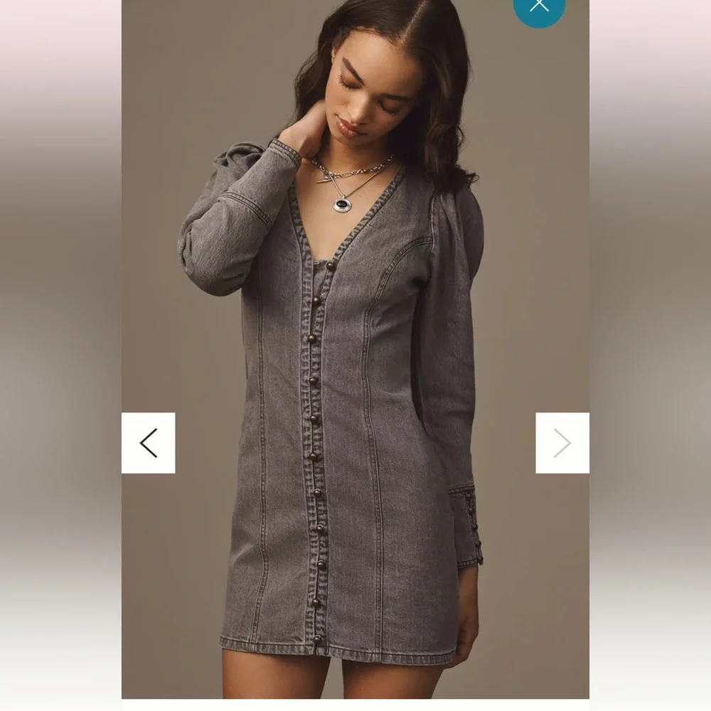 NWT Anthropologie Gray Button-Up Dress - Picture 2 of 6